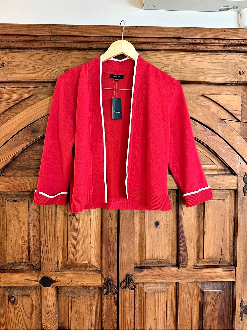 Verve ami Red Trimmed Cardigan NWT